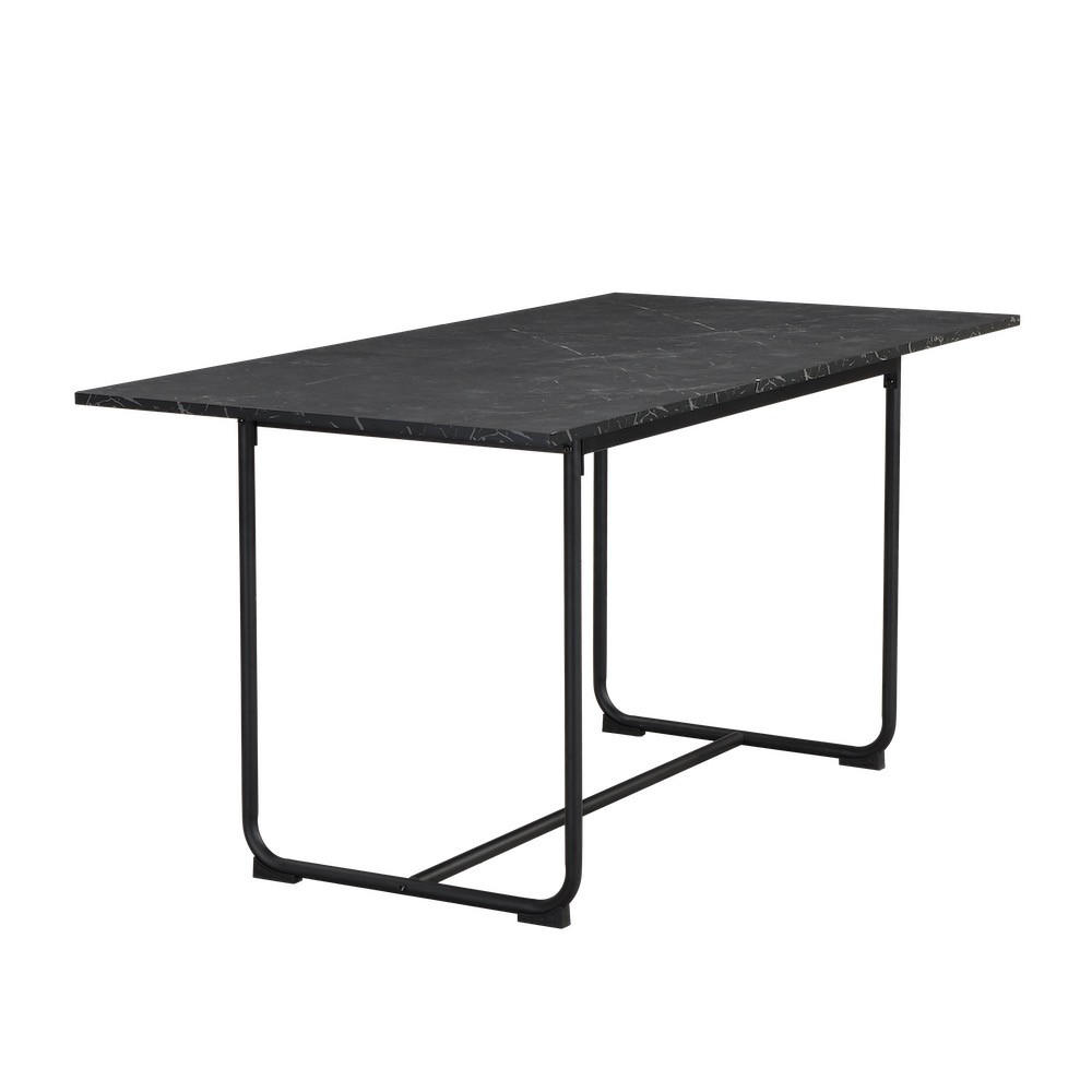 Thumbnail - B&D Home Esstisch, Schwarz, Holzwerkstoff, Metall, Marmor Optik, Rechteckig,Rechteckig, U-Form, 80x76x120 cm, Esszimmer,...