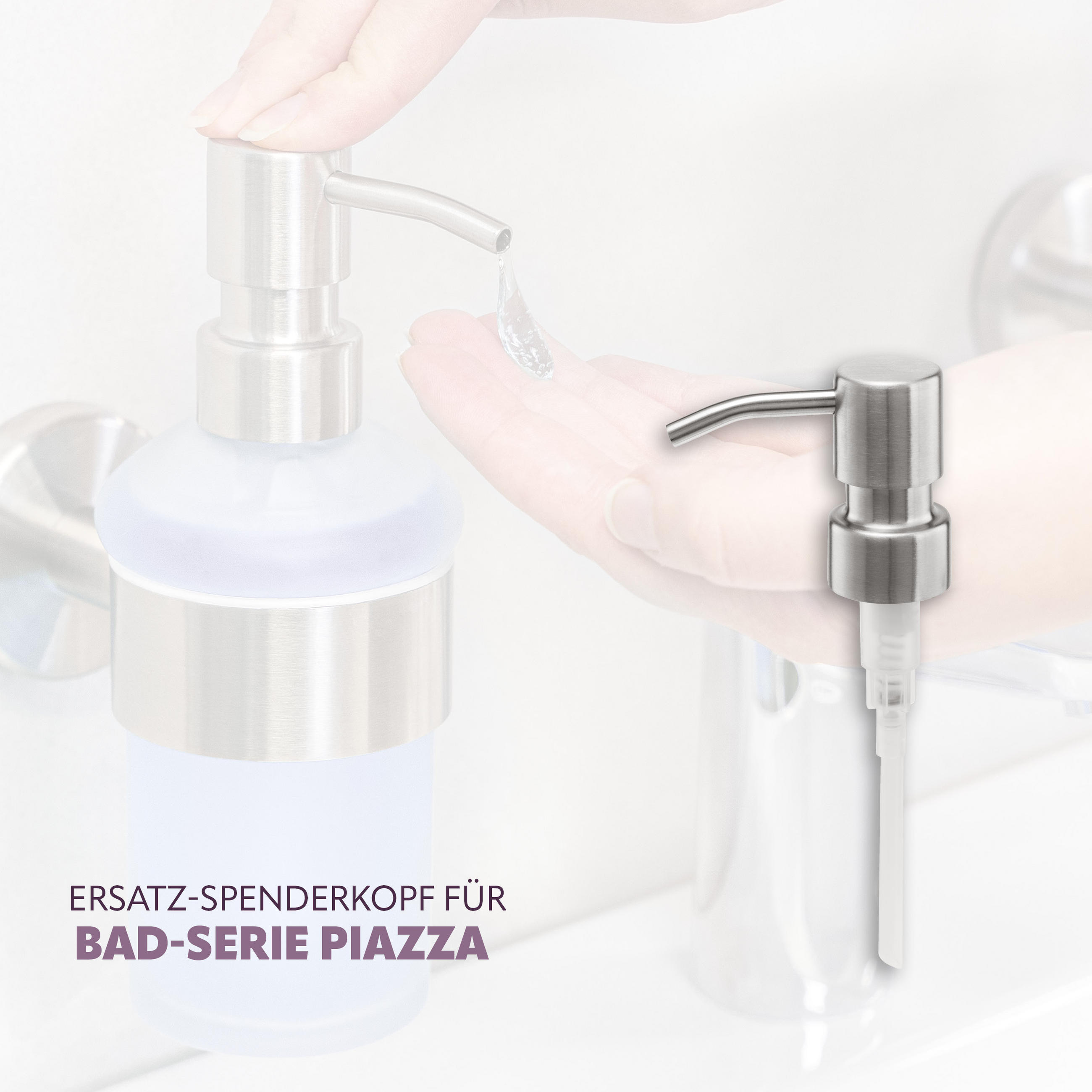 ERSATZ-SEIFENSPENDERPUMPKOPF PIAZZA, Edelstahl - Edelstahlfarben, Metall (7/16.5/3cm) - bremermann