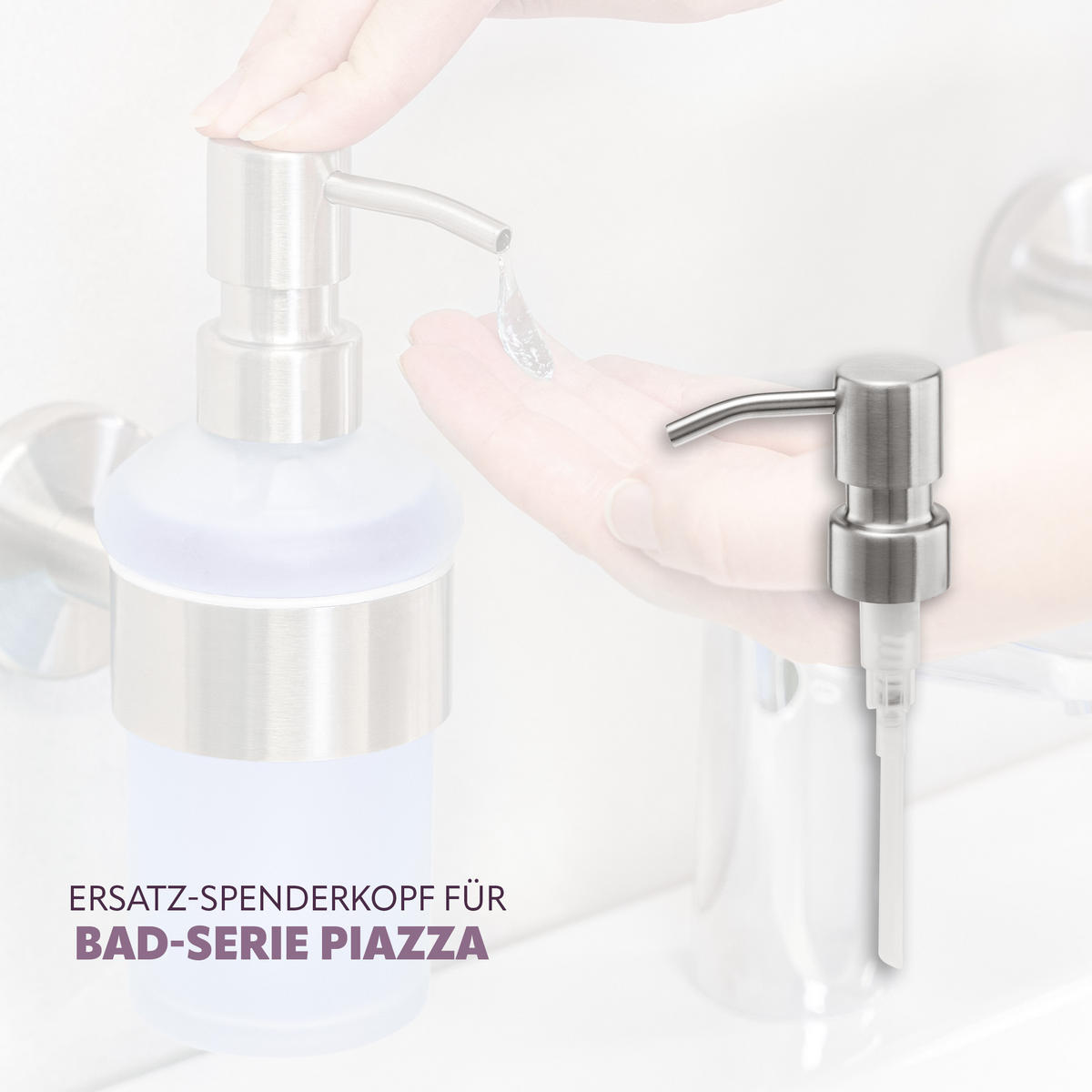 ERSATZ-SEIFENSPENDERPUMPKOPF PIAZZA, Edelstahl - Edelstahlfarben, Metall (7/16.5/3cm) - bremermann