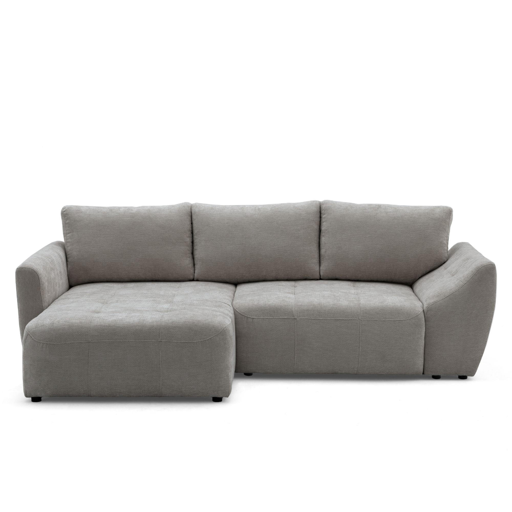ECKSOFA NICE L Links mit Schlaffunktion 137x204 Chenille Grau - Schwarz/Grau, Holz/Textil (260/165cm) - Muffo