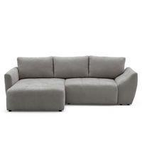 ECKSOFA NICE L Links mit Schlaffunktion 137x204 Chenille Grau - Schwarz/Grau, Holz/Textil (260/165cm) - Muffo