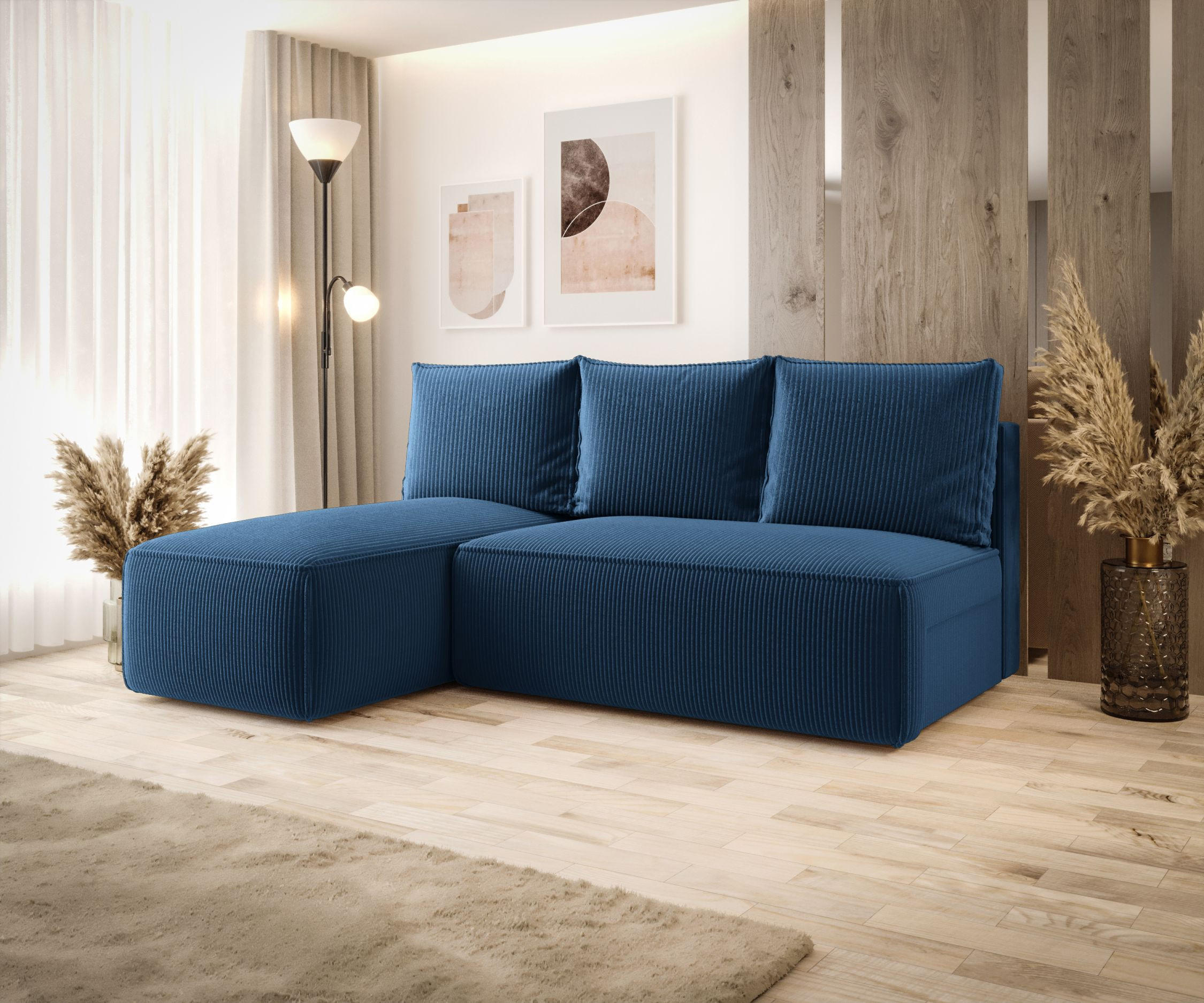 ECKSOFA mit Schlaffunktion SAVIO MINI Poso 05 Links - Dunkelblau, Textil (200/140cm) - Bedante