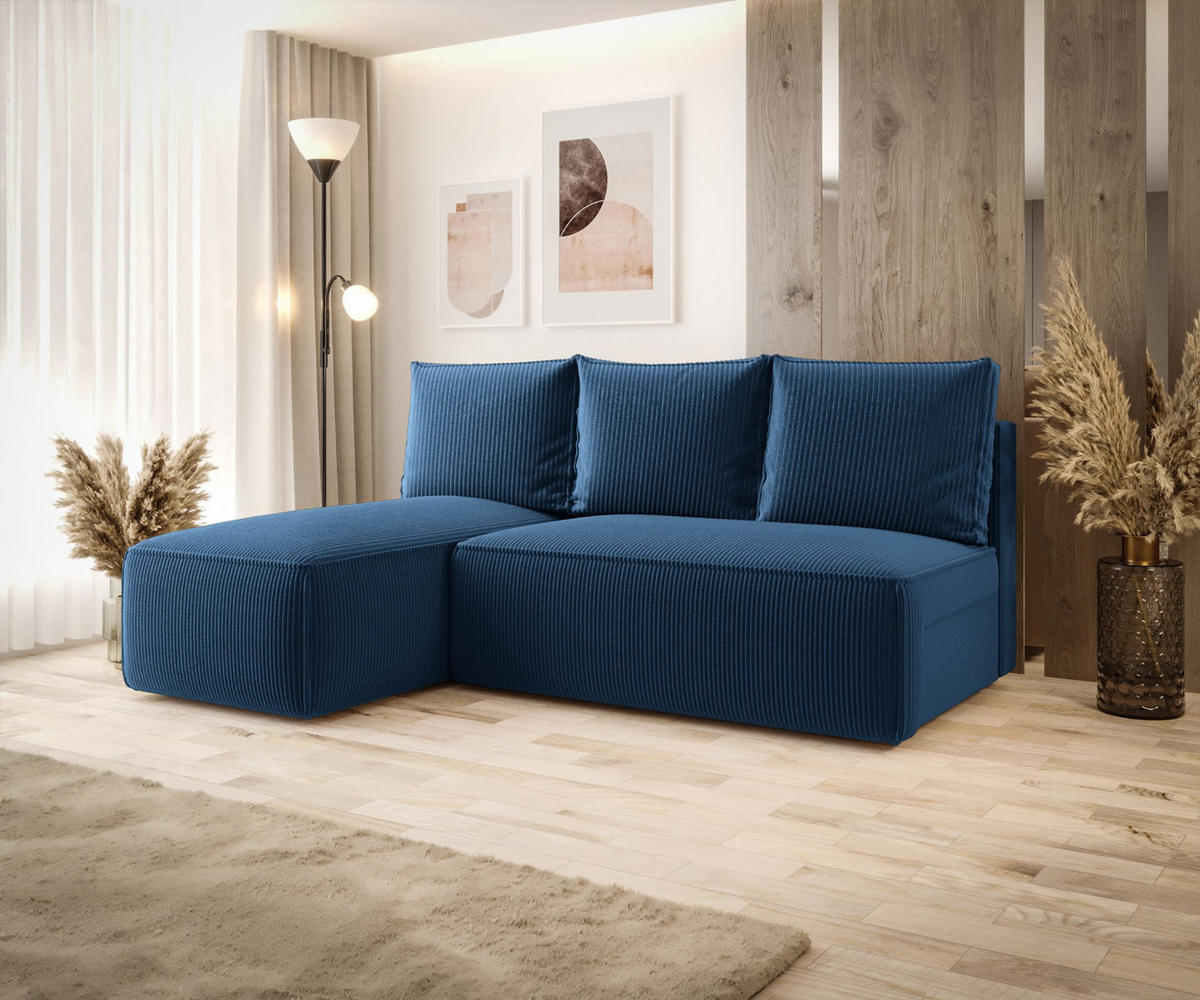 ECKSOFA mit Schlaffunktion SAVIO MINI Poso 05 Links - Dunkelblau, Textil (200/140cm) - Bedante