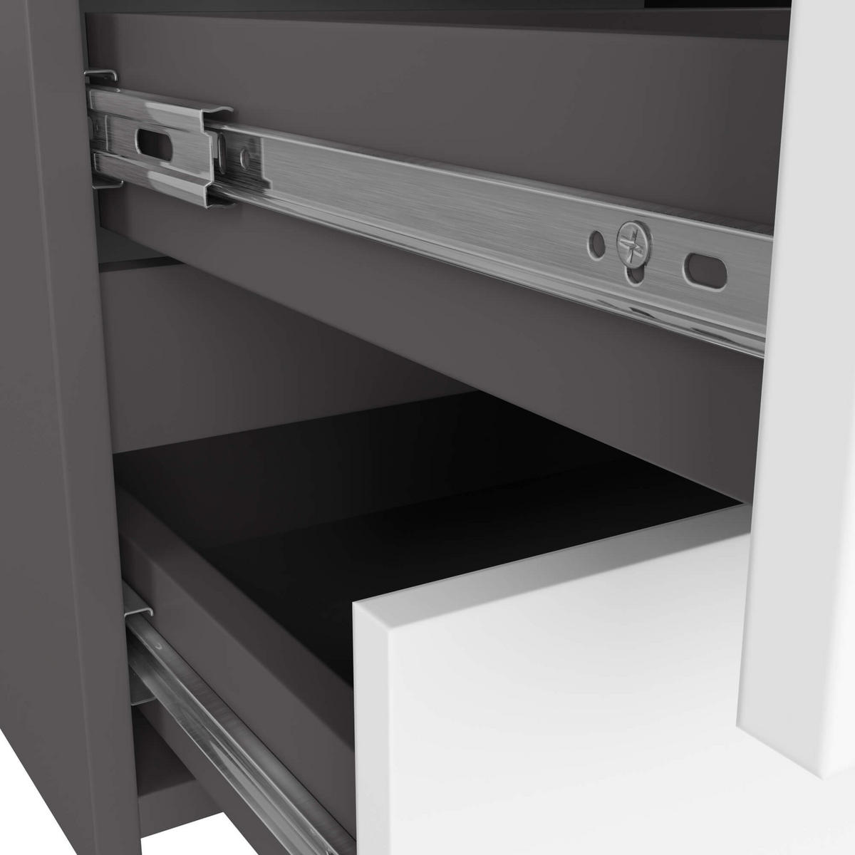 KOMMODE Graphit Grau, Weiß 57/100/35 - Weiß, Holzwerkstoff (100/57/35cm) - RAUMHIRSCH FURNITURE