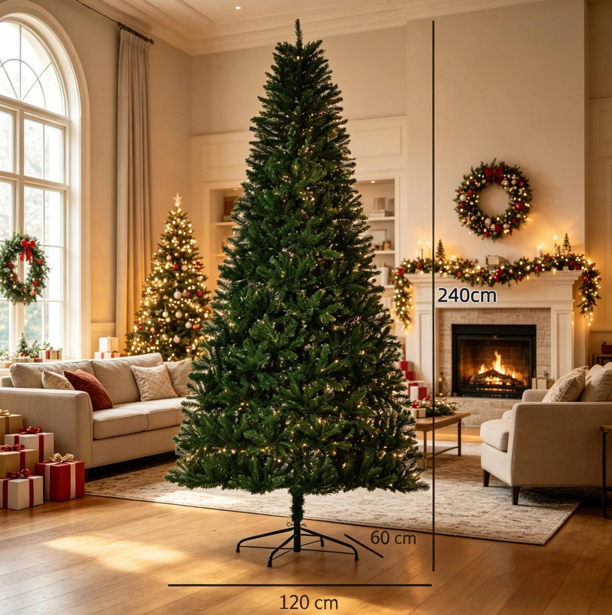 WEIHNACHTSBÄUME & Zubehör 240 cm aus PVC und Metall mit ca. 1499 Zweigen, Grün - Grün, Kunststoff (240cm) - OKMYHOME