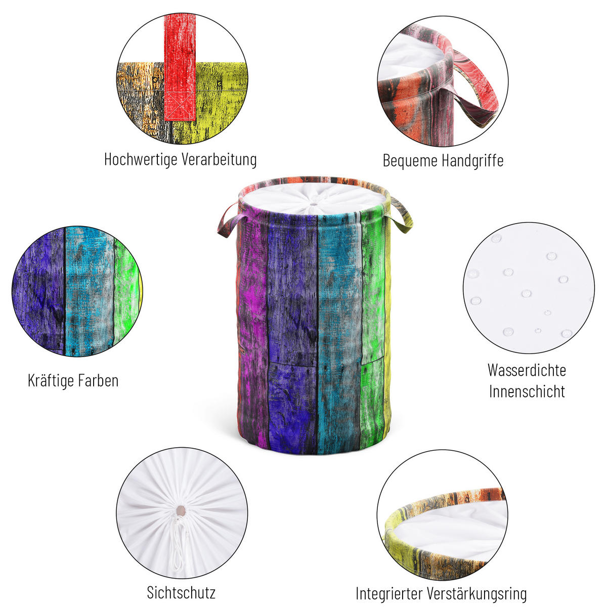 WÄSCHEKORB Rainbow - Multicolor, Textil (37/55/55cm) - Sanilo