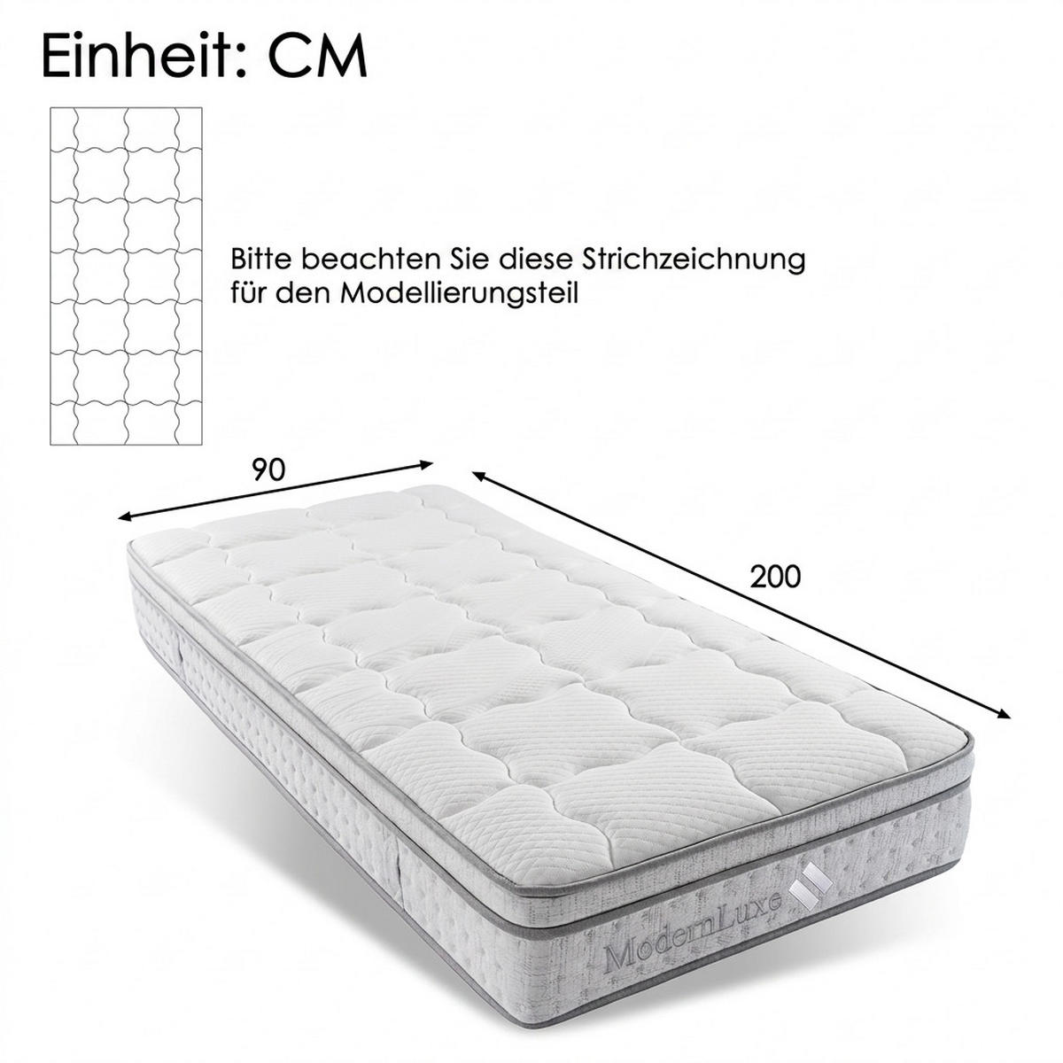 TASCHENFEDERKERNMATRATZE 90/200 cm Weiß H3, 25cm Hohe Kaltschaum Hybrid-Matratze - Weiß, Textil (90/200cm) - Oxeza