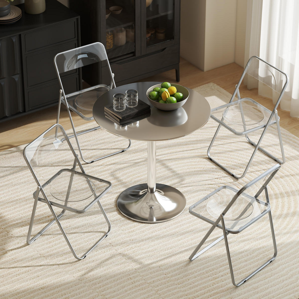 KLAPPSESSEL Transparent 4 Stück - Transparent, Kunststoff (47/75/48cm) - GiPP