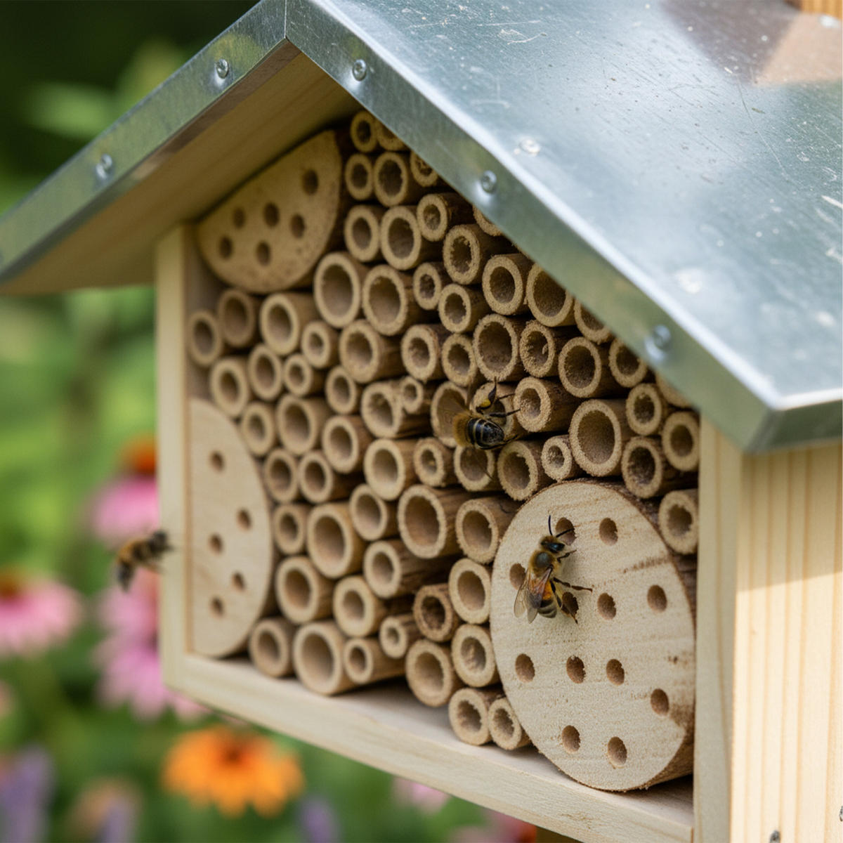 BIENENHOTEL - Hellbraun, Holz/Papier (23/17/20cm) - Relaxdays