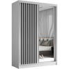 SCHWEBETÜRENSCHRANK Helix 150/216/61 weiß+schwarz mit Schubladeneinsätze - Schwarz/Weiß, Holzwerkstoff (150/216/61cm) - Beautysofa