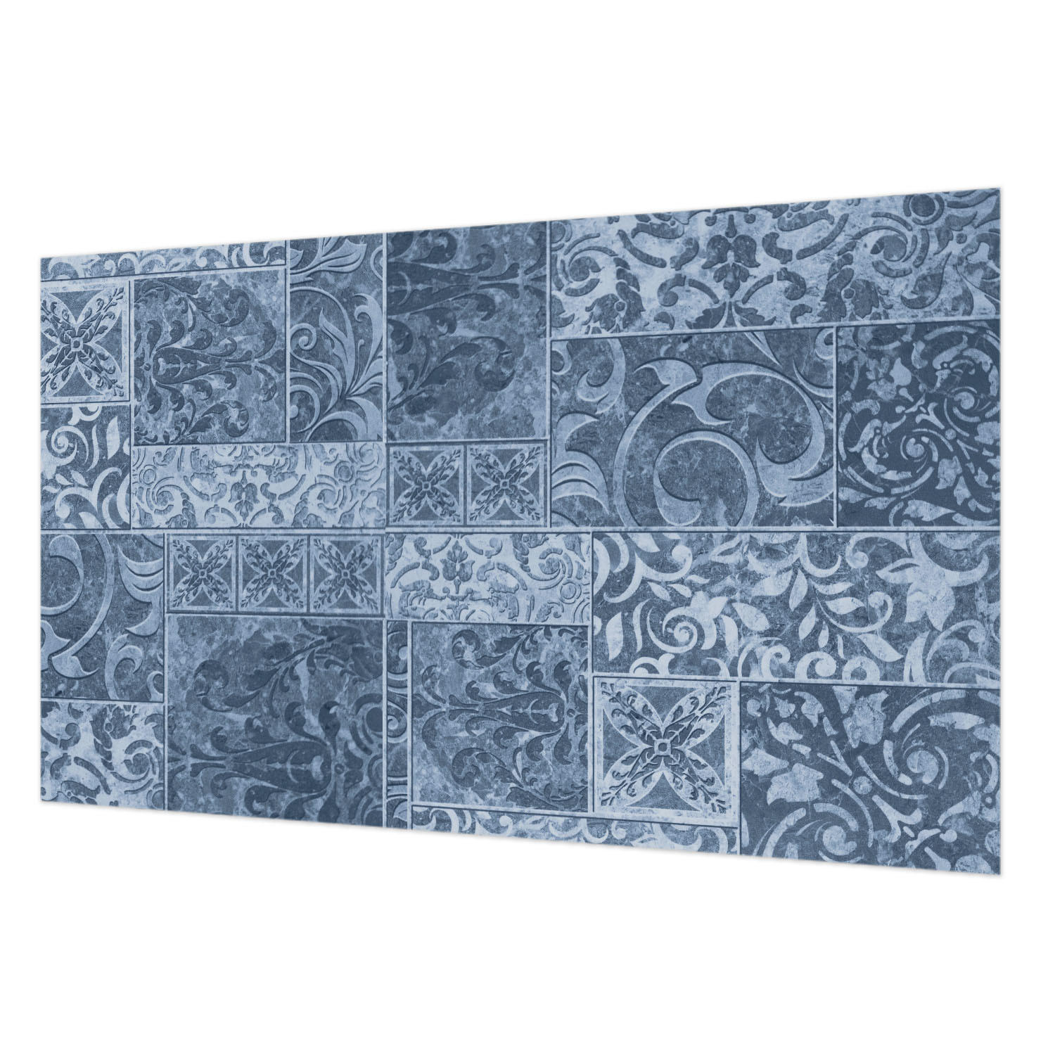 FOTOTAPETE 416x254 cm - Pflanzenornamente - Blau, Textil (416/254cm) - Wallfluent