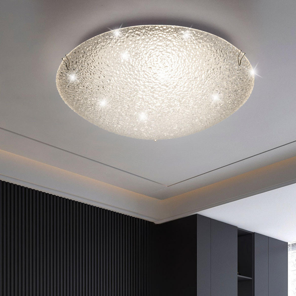 LED DECKENLEUCHTE TRIA I Weiß Glas geeist - Weiß, Glas (25/25/8cm) - Globo Lighting