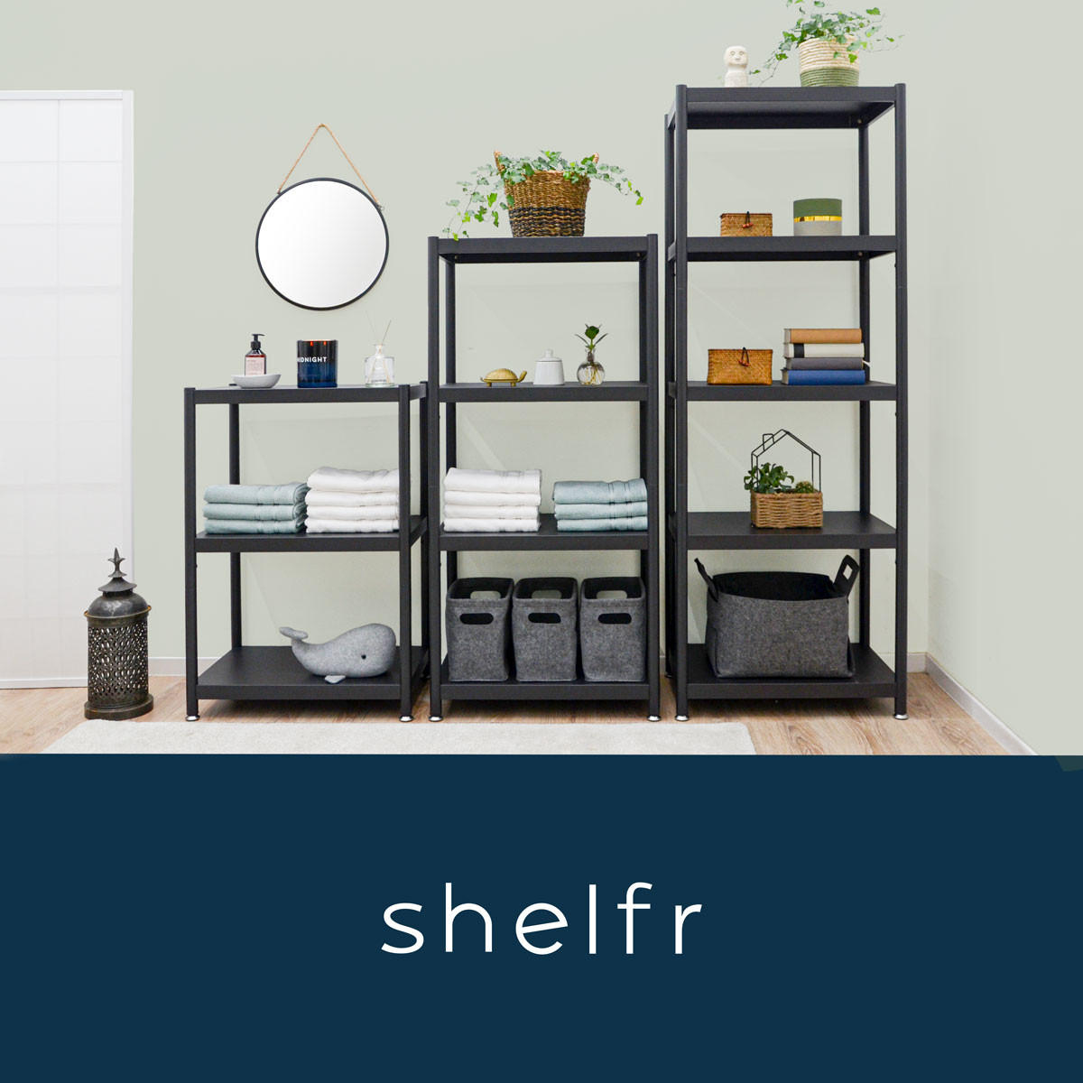 METALLREGAL 61x41x170 cm mit 5 Ebenen - Schwarz, Metall (41/170/61cm) - shelfr