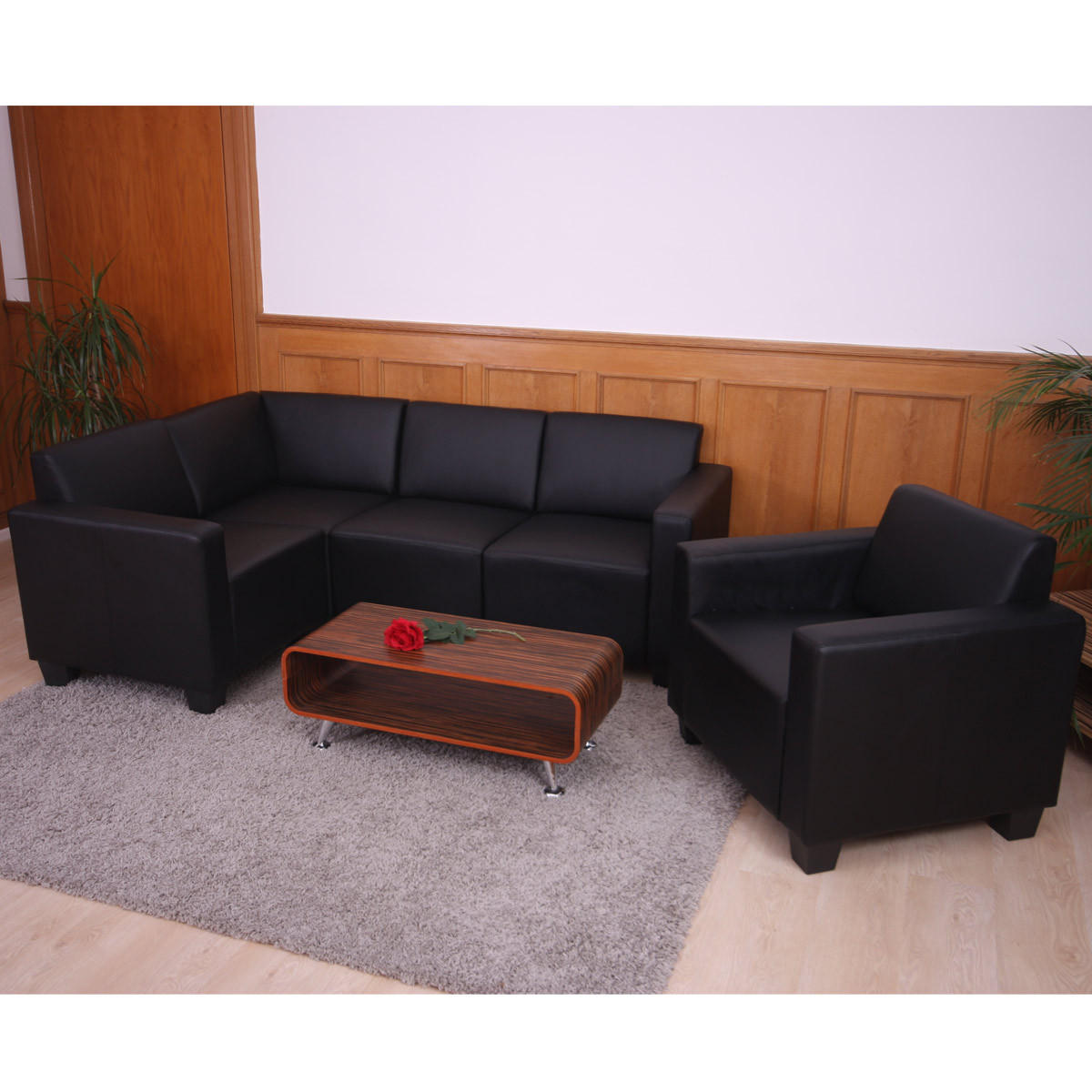COUCH-GARNITUR Schwarz - Schwarz, Textil (214/76/142cm) - MCW