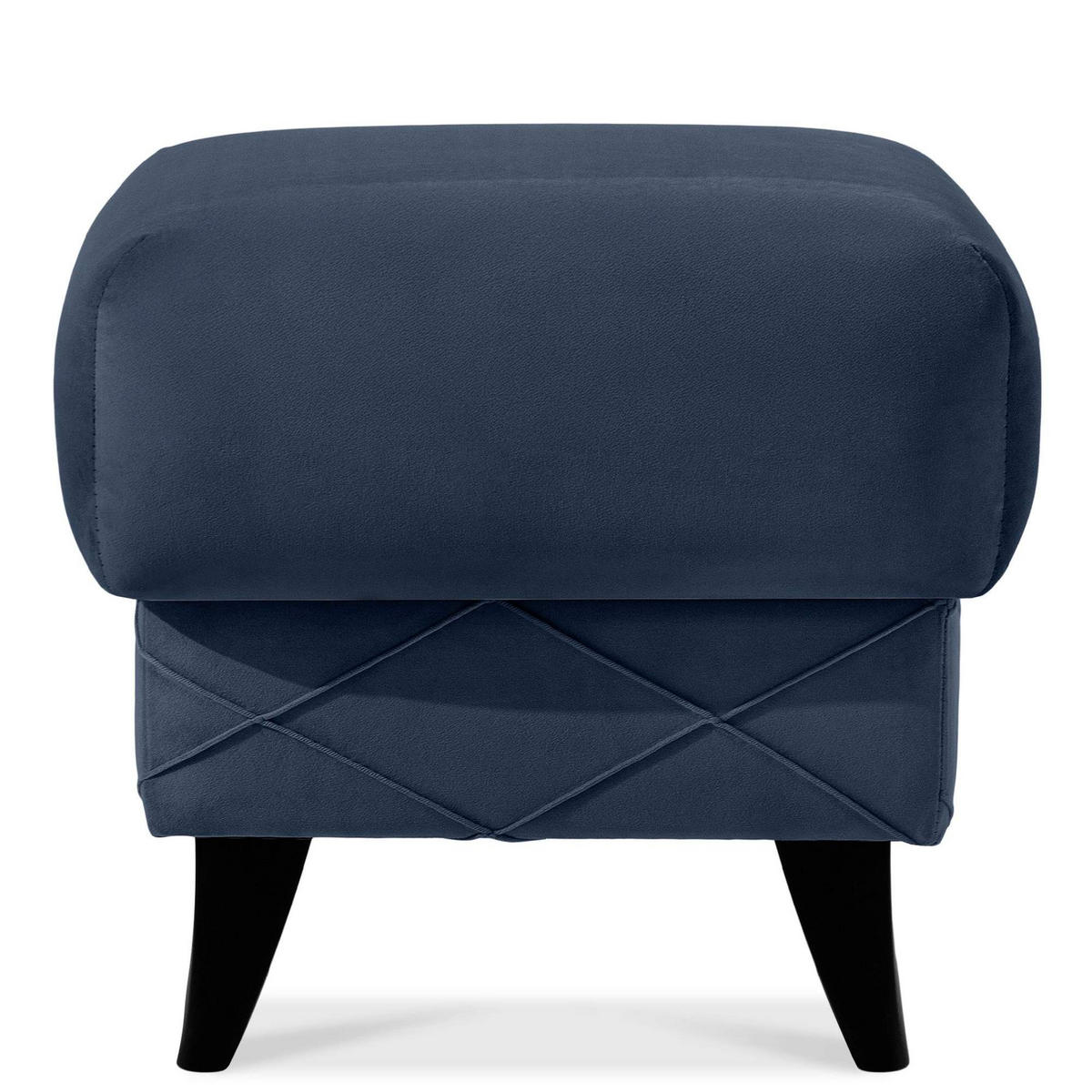 HOCKER GUSTAVO III Fußstütze, Velours, Dunkelblau - Dunkelblau, Holz/Holzwerkstoff (53/49/53cm) - KONSIMO®