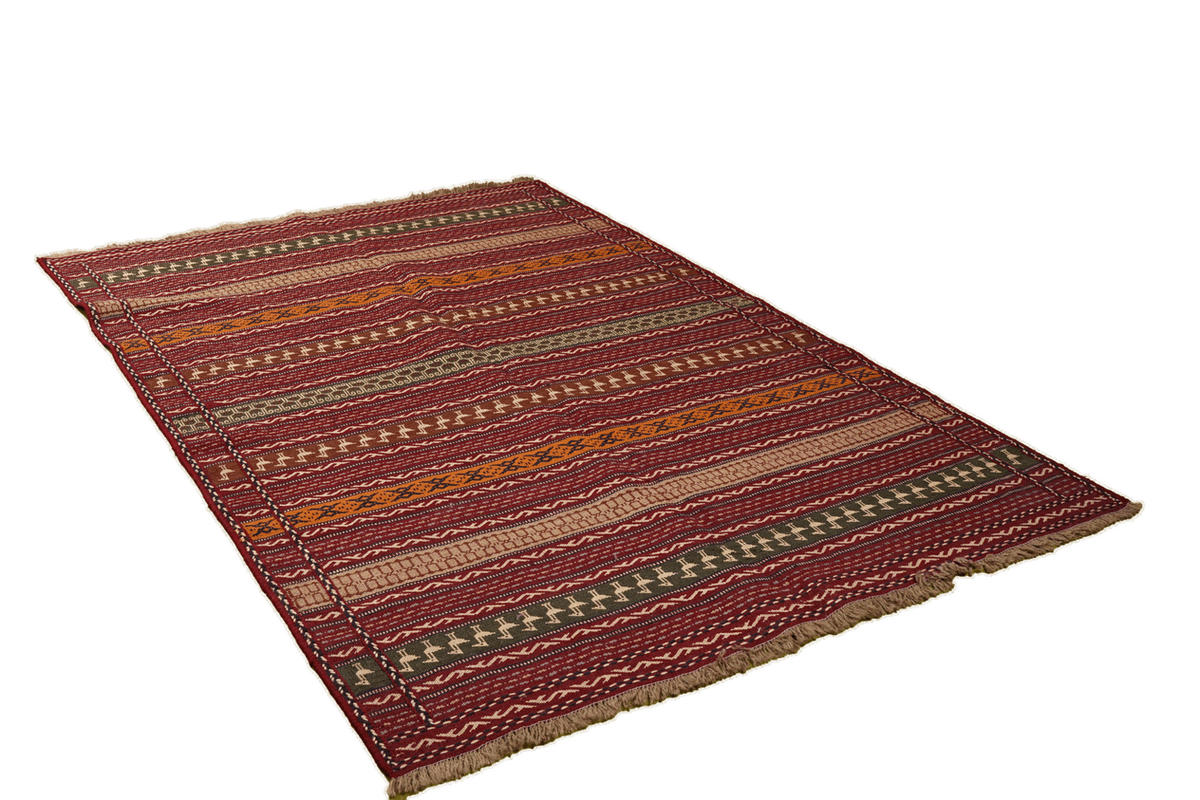 HANDWEBTEPPICH Kelim Kordi Violett 203/152 cm Schurwolle - Violett, Textil (152/203cm) - Looma