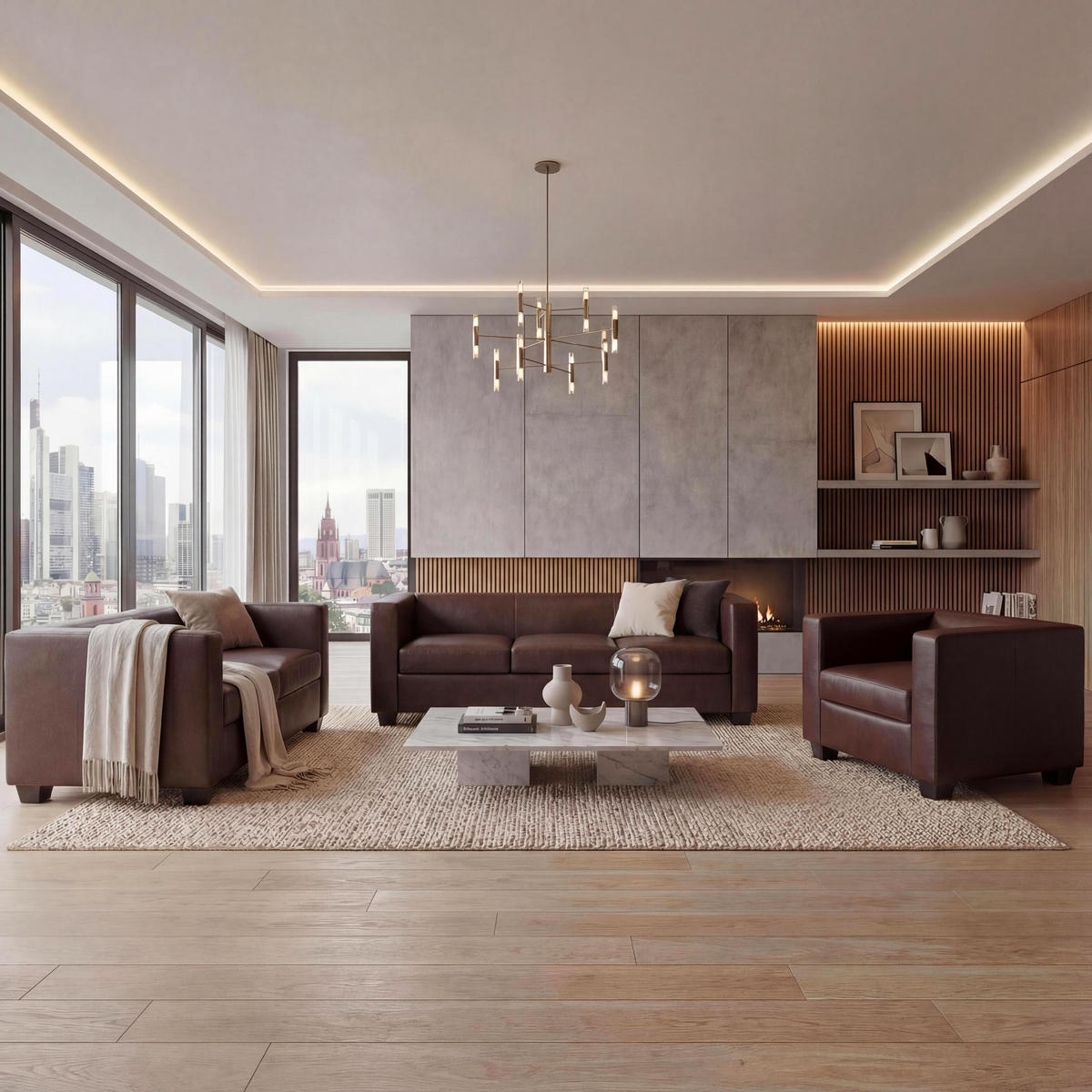 SOFAGARNITUR 3-2-1 Rotbraun 3er-Set - Rotbraun, Textil (400/70/300cm) - MCW