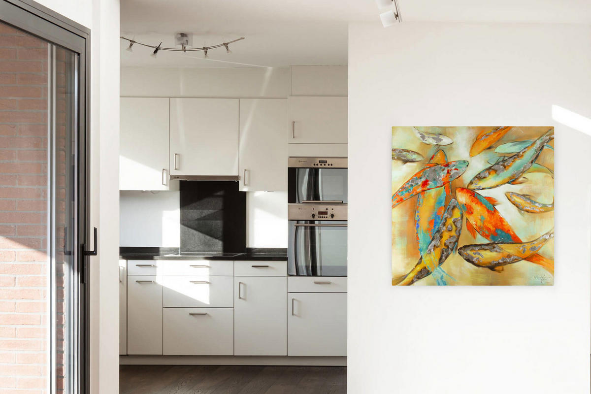 ACRYLBILD HANDGEMALT 80/80 cm - Gelb, Holz/Textil (80/80cm) - KUNSTLOFT