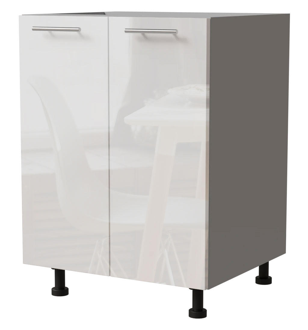 KÜCHENUNTERSCHRANK Essen D11/60 Weiß Hochglanz / Grau Matt 60 / 50 / 82cm - Weiß Hochglanz/Grau, Holz/Holzwerkstoff (60/82/50cm) - Feldmann-Wohnen