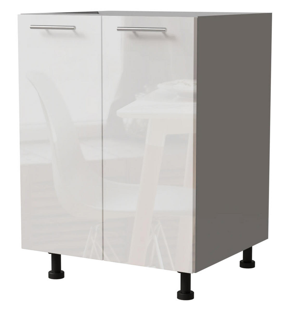 KÜCHENUNTERSCHRANK Essen D11/60 Weiß Hochglanz / Grau Matt 60 / 50 / 82cm - Weiß Hochglanz/Grau, Holz/Holzwerkstoff (60/82/50cm) - Feldmann-Wohnen