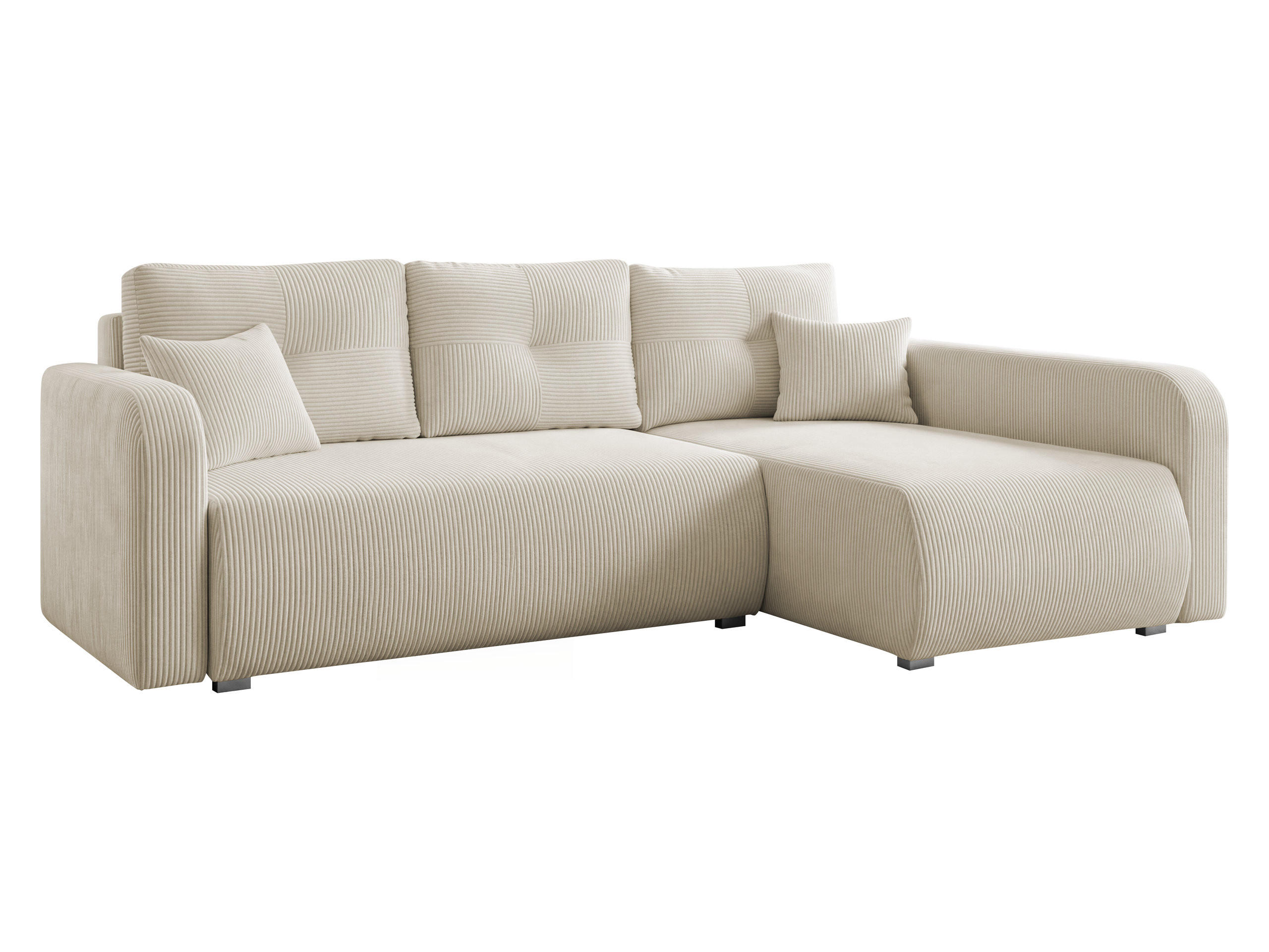 ECKSOFA Viena Cord, Seite: Rechts - Silberfarben/Naturfarben, Holz/Kunststoff (234/145cm) - MIRJAN24