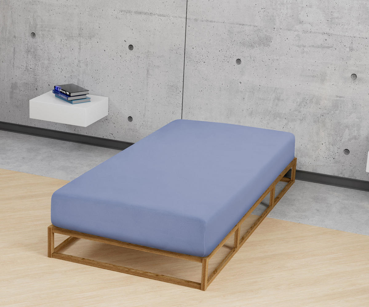 SPANNBETTTUCH Jersey blau, 120x200 cm - 130x220 cm - Blau, Textil (130/220cm) - biberna