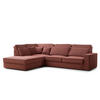 ECKSOFA Kirou Korallenfarbe Webstoff - Links Seite - Koralle/Schwarz, Holz/Holzwerkstoff (225/311cm) - Maison de Reve