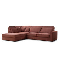 ECKSOFA Kirou Korallenfarbe Webstoff - Links Seite - Koralle/Schwarz, Holz/Holzwerkstoff (225/311cm) - Maison de Reve