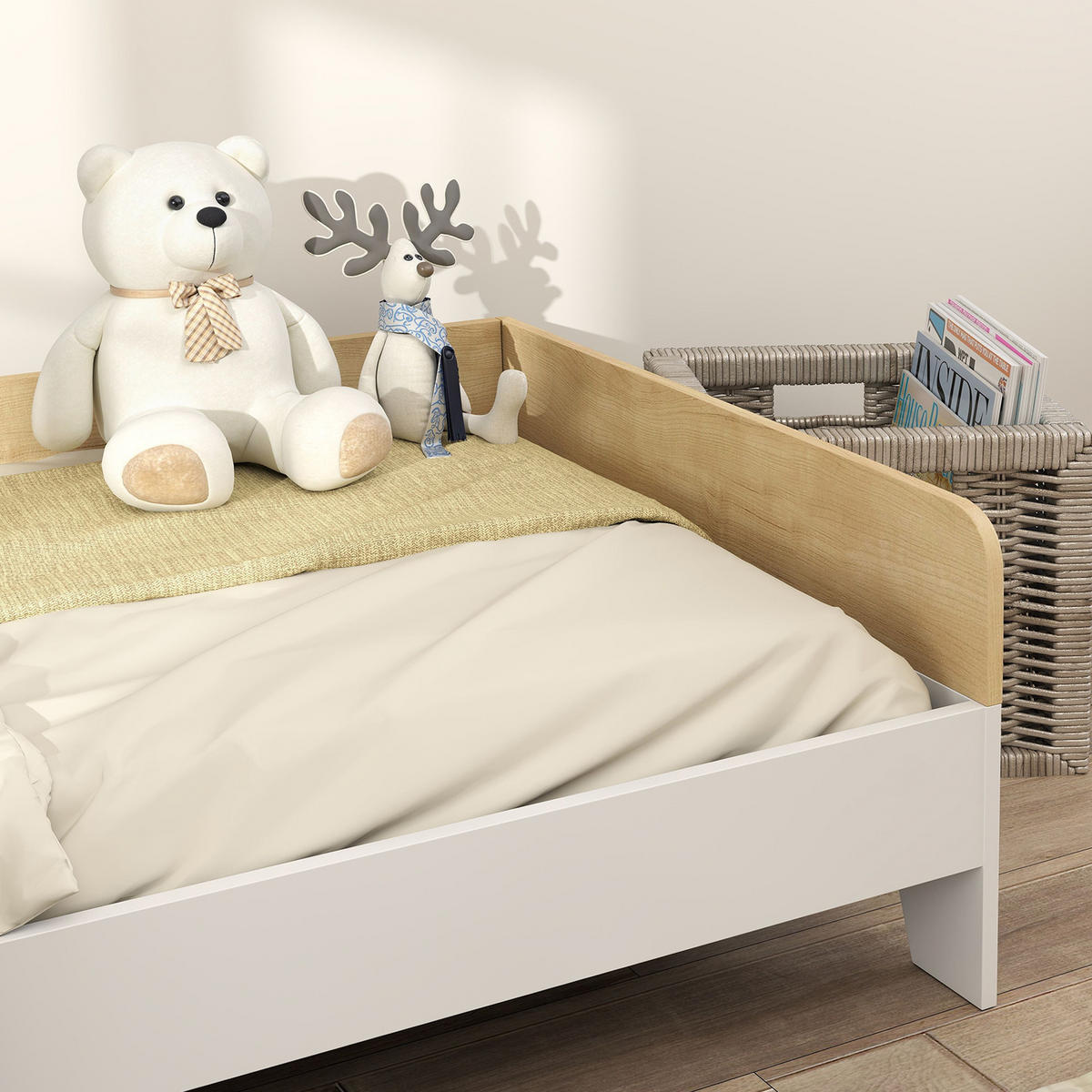 KINDERBETT 140x70 cm DE-14577 mit hohen Seitenwänden, inkl. Lattenrost Weiß - Weiß, Holzwerkstoff (70/140cm) - ComfortXL