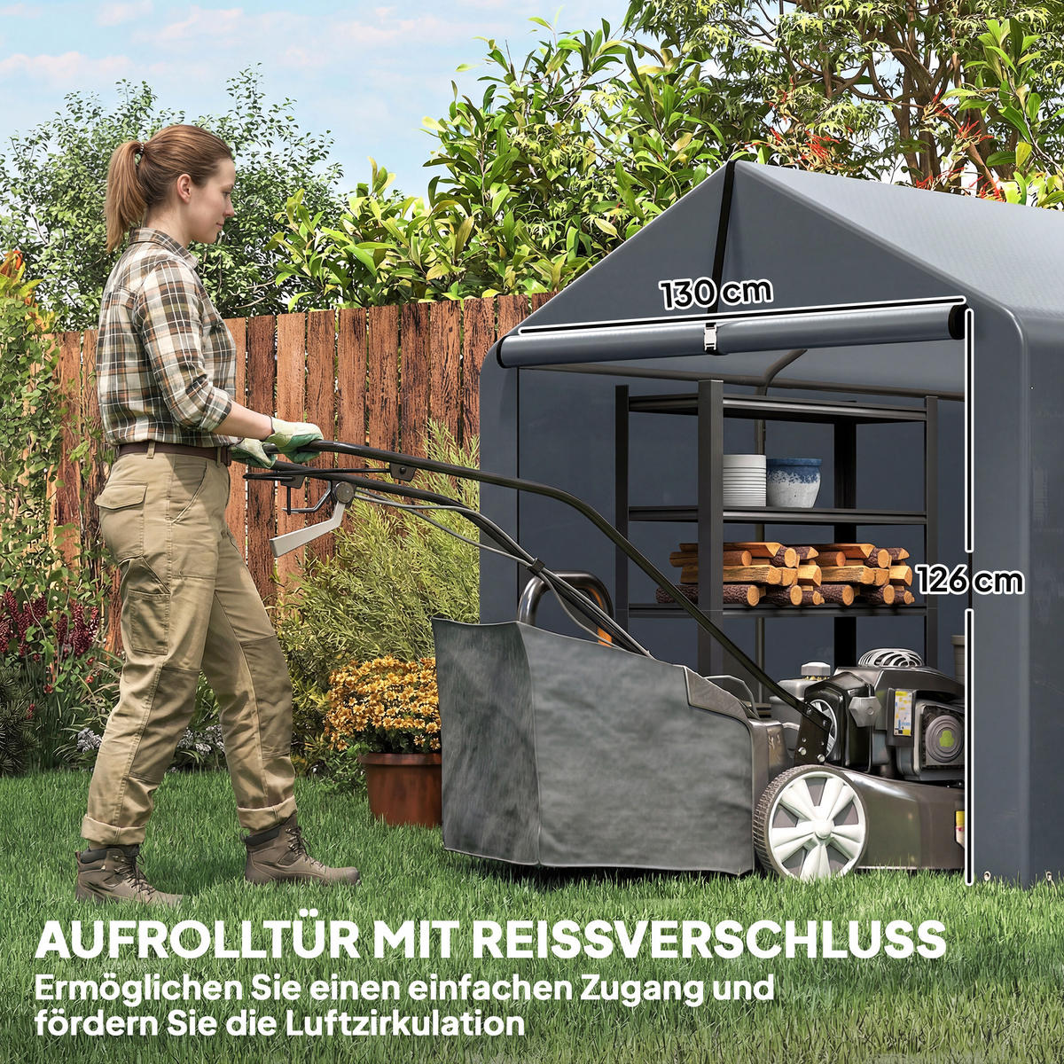 GARAGENZELT PE Dunkelgrau - Dunkelgrau, Kunststoff (162/163/221.5cm) - Outsunny