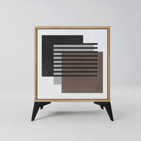 SIDEBOARD SHADOW SYNCHRONY, Eichefarben, 57,5x42x70,5 cm, Schwarze Metall-Sternfüße - Eichefarben/Multicolor, Holzwerkstoff/Metall (57.5/70.5/42cm) - SpaceRebels