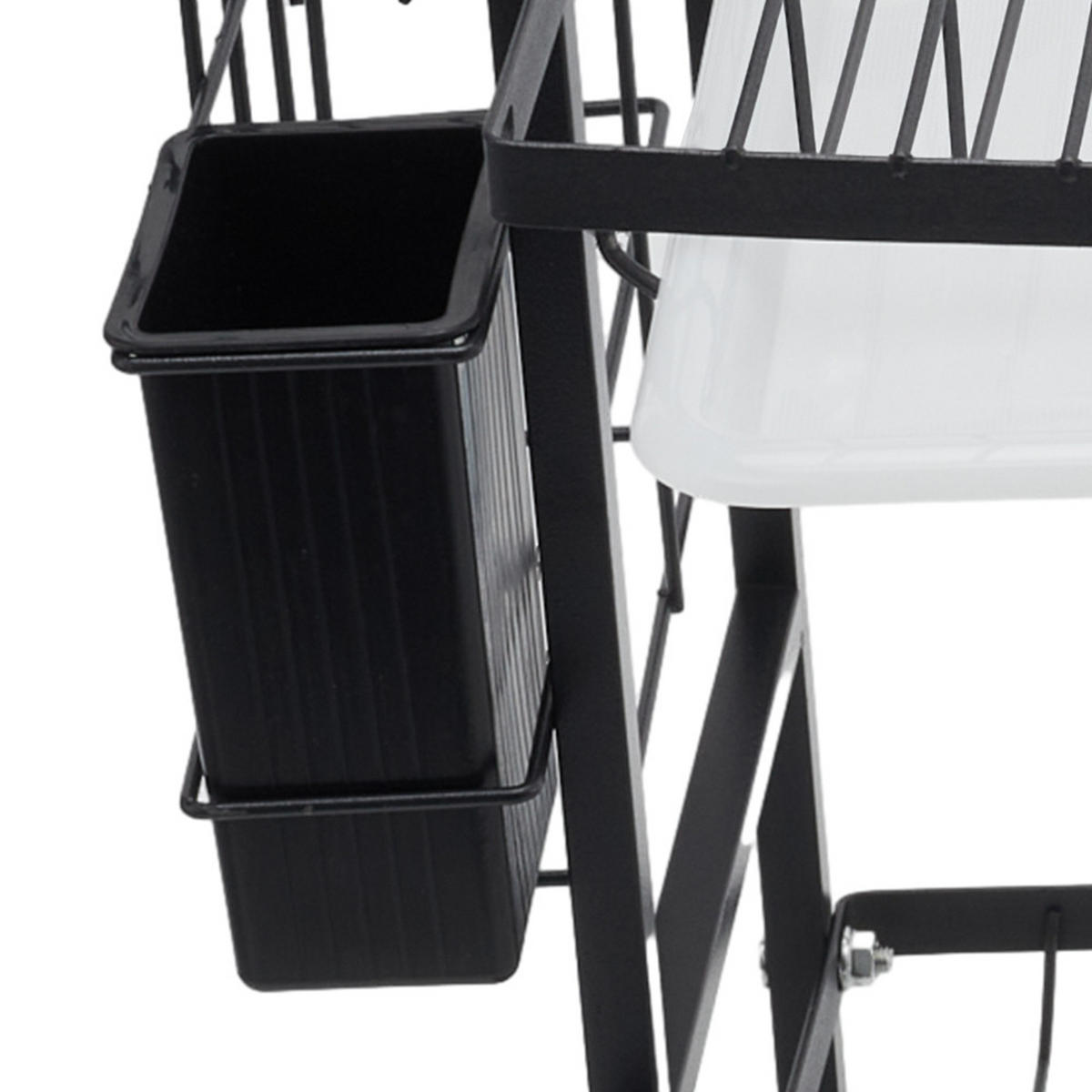 GESCHIRRABTROPFGESTELL Zweistufiges aus rostfreiem Stahl in Schwarz Leicht zu montieren Rutschfest und oberflächenschonend 43 x 23,5 x 39 cm - Schwarz, Metall (43/39/23.5cm) - Livingandhome