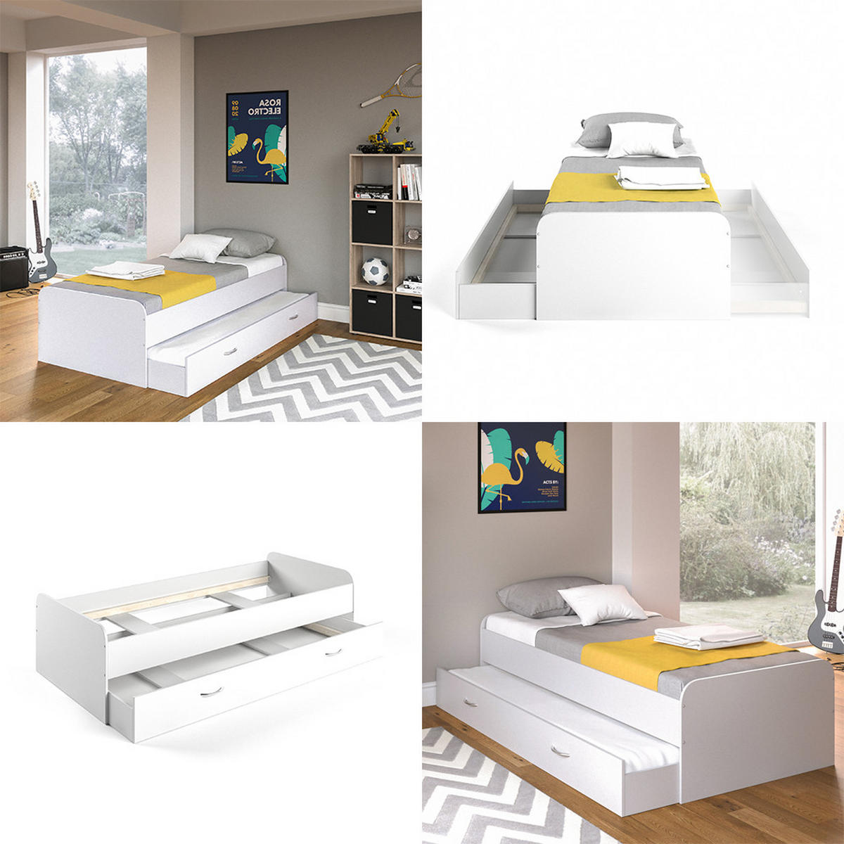 KINDERBETT Enzo Weiß 90x200 cm - Weiß, Holzwerkstoff (203.2/52.4/94cm) - VitaliSpa