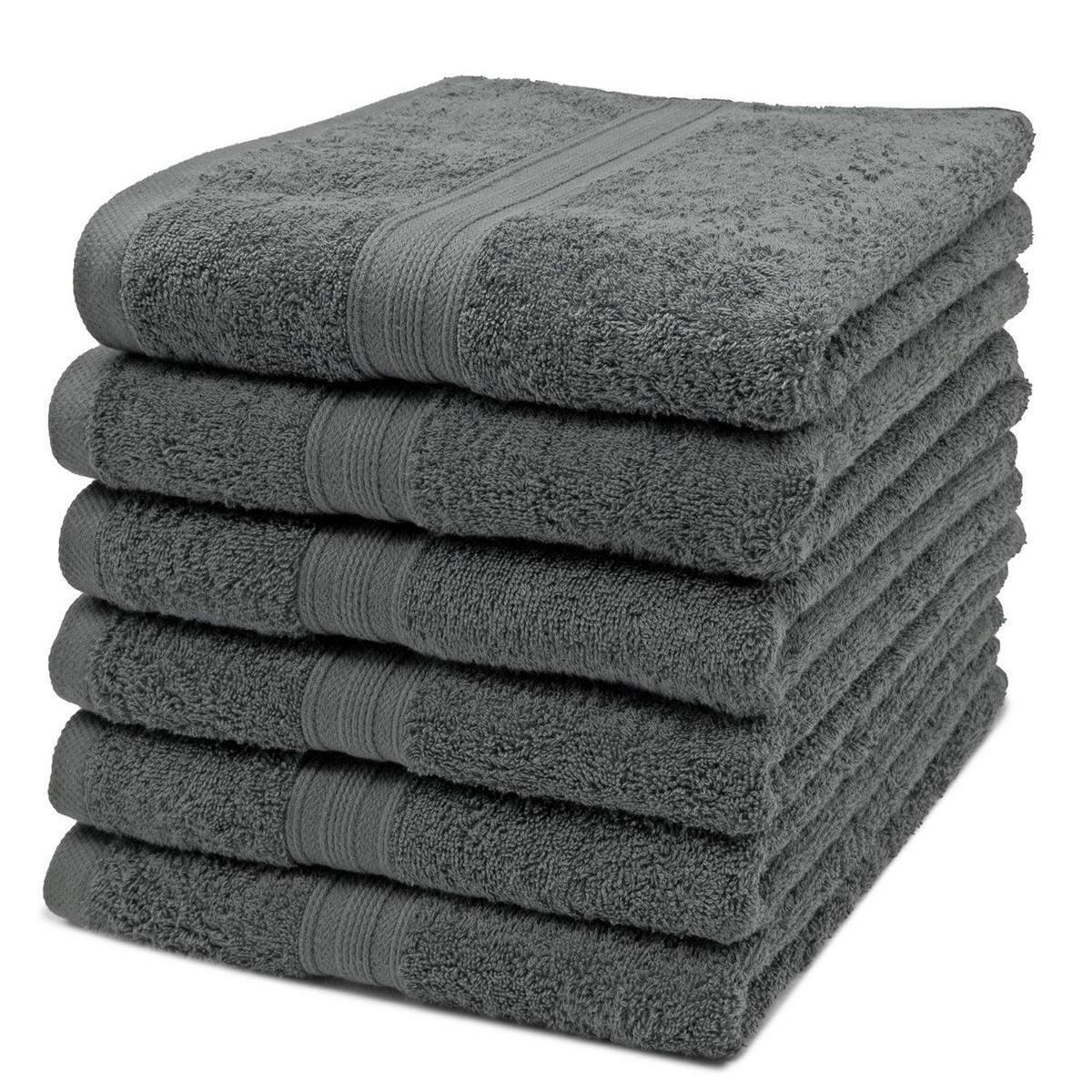 HANDTÜCHER, 6er-Set, 50x100 cm, 100% Baumwolle, Grau - Grau, Textil (50/100cm) - Zollner