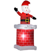 VÁNOČNÍ dekorace 2,10 m Santa Claus s nafukovacími LED světly v komíně - různobarevná, plast (70/210/80cm) - HOMCOM