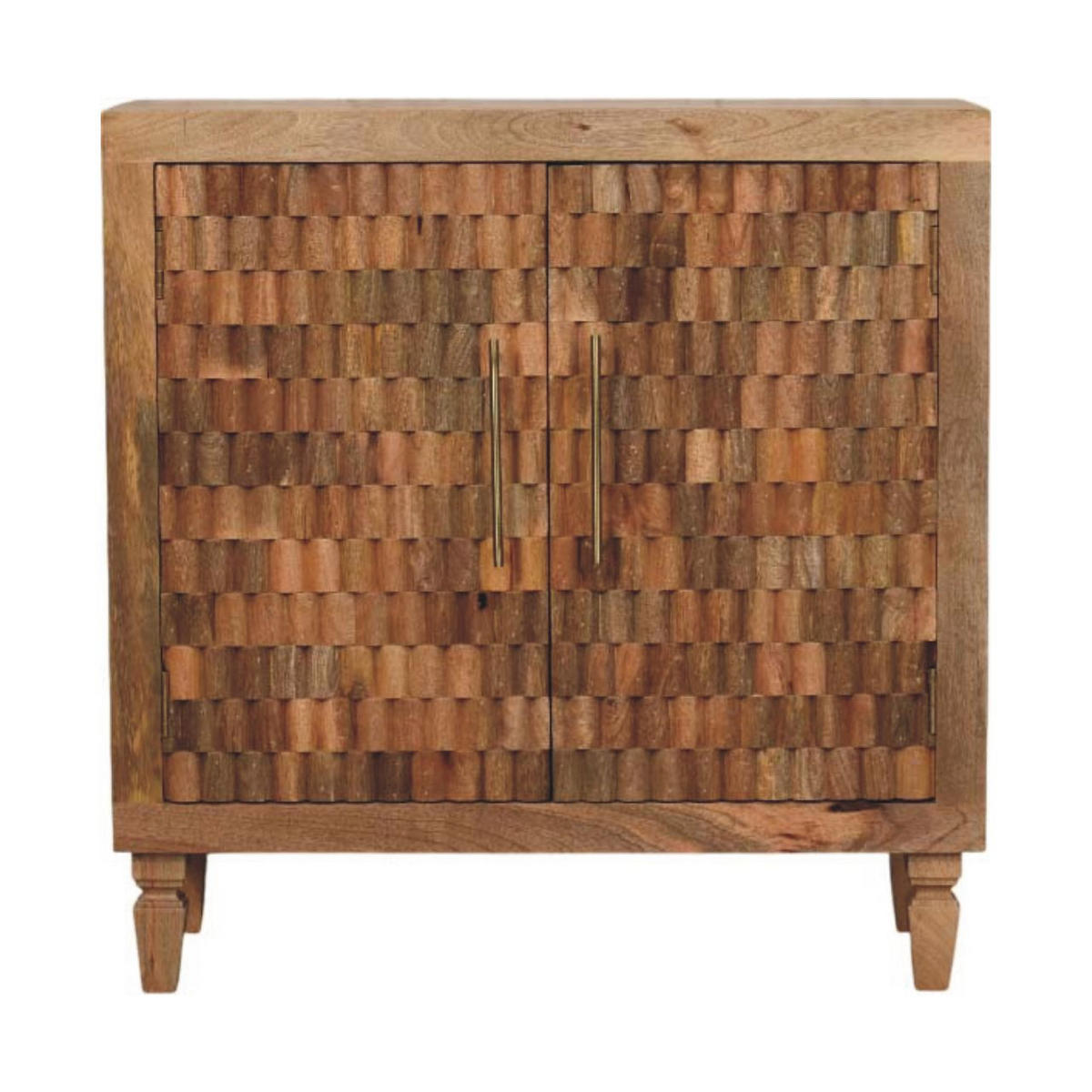 SCHRANK Marbella, 2 Türen und 2 Regale, Hellbraun - Beige/Messingfarben, Holz/Metall (85/86/35cm) - Artisan Furniture