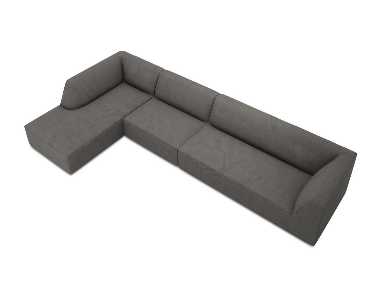 ECKSOFA links Ruby aus Cord dunkelgrau 5 Sitzplätze - Dunkelgrau, Textil (180/366cm) - Micadoni