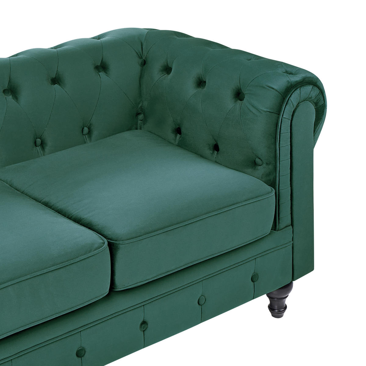3-SITZER-SOFA Samtstoff Grün Chesterfield - Hellgrün, Textil (202/70/75cm) - Beliani