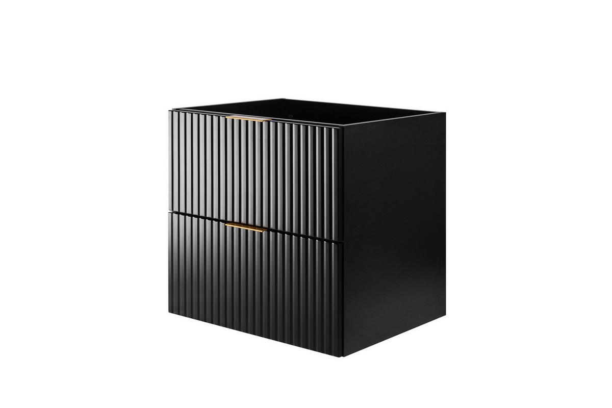 WASCHBECKUNTERSCHRANK mit Regal Schwarz matt/Eiche 140/57/46 cm - Eichefarben/Schwarz, Holzwerkstoff (140/57/46cm) - Rodan