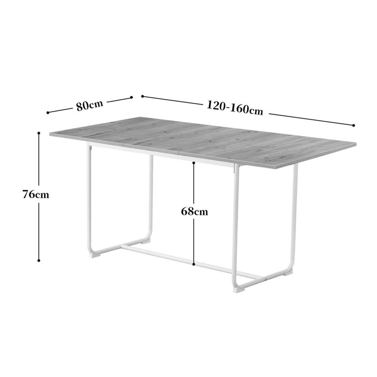 ESSTISCH PIUS 120-160/80/76 cm - Weiß/Eiche San Remo, Holzwerkstoff/Metall (120/80/76cm) - B&D Home