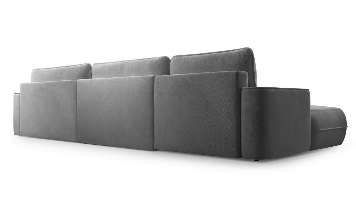 WOHNLANDSCHAFT Peoni Hellgrau 364/168/87 cm mit Schlaffunktion - Schwarz/Grau, Kunststoff/Textil (364/87/168cm) - AX Living