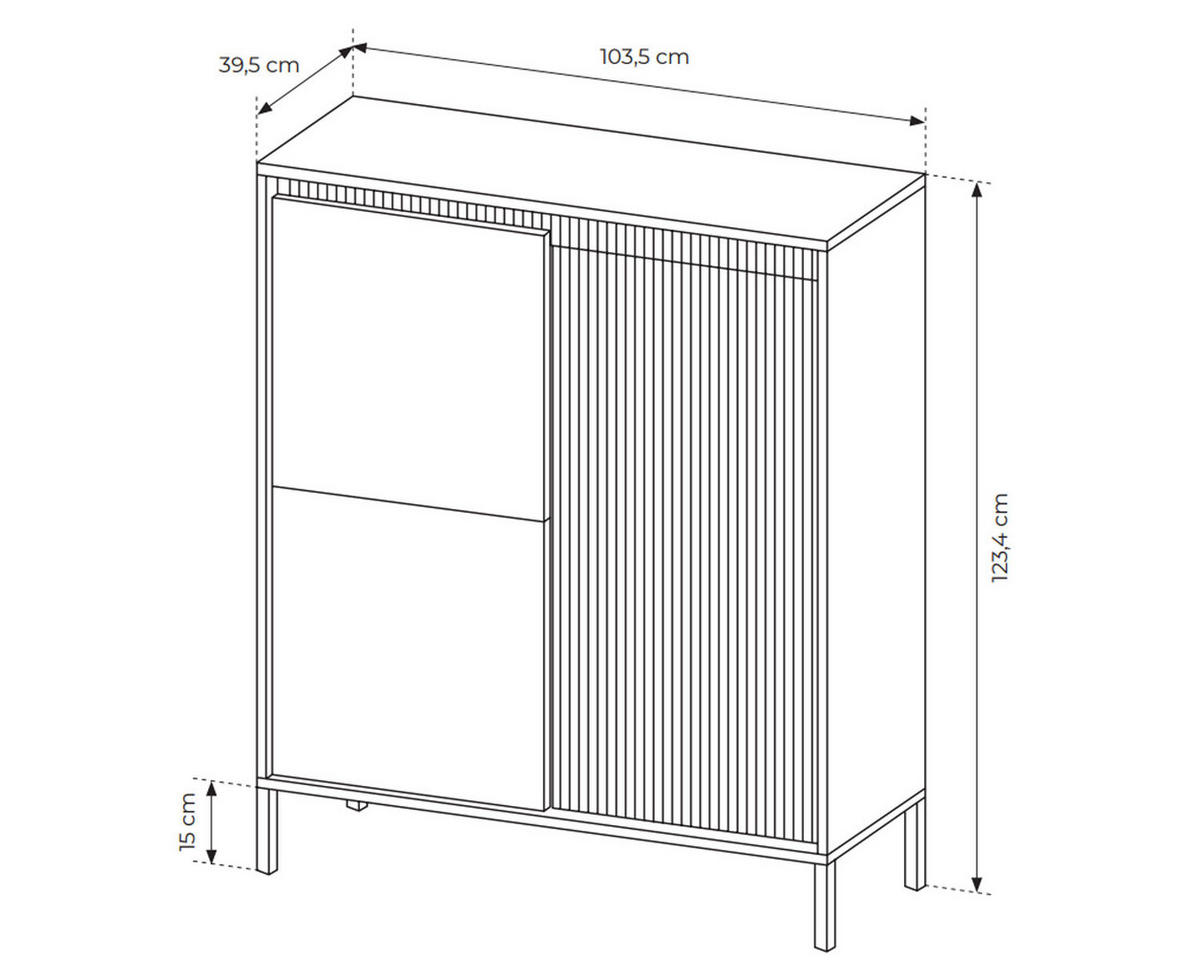 HIGHBOARD Senso beige 104 / 40 / 124cm - Beige, Holz/Holzwerkstoff (104/124/40cm) - Feldmann-Wohnen