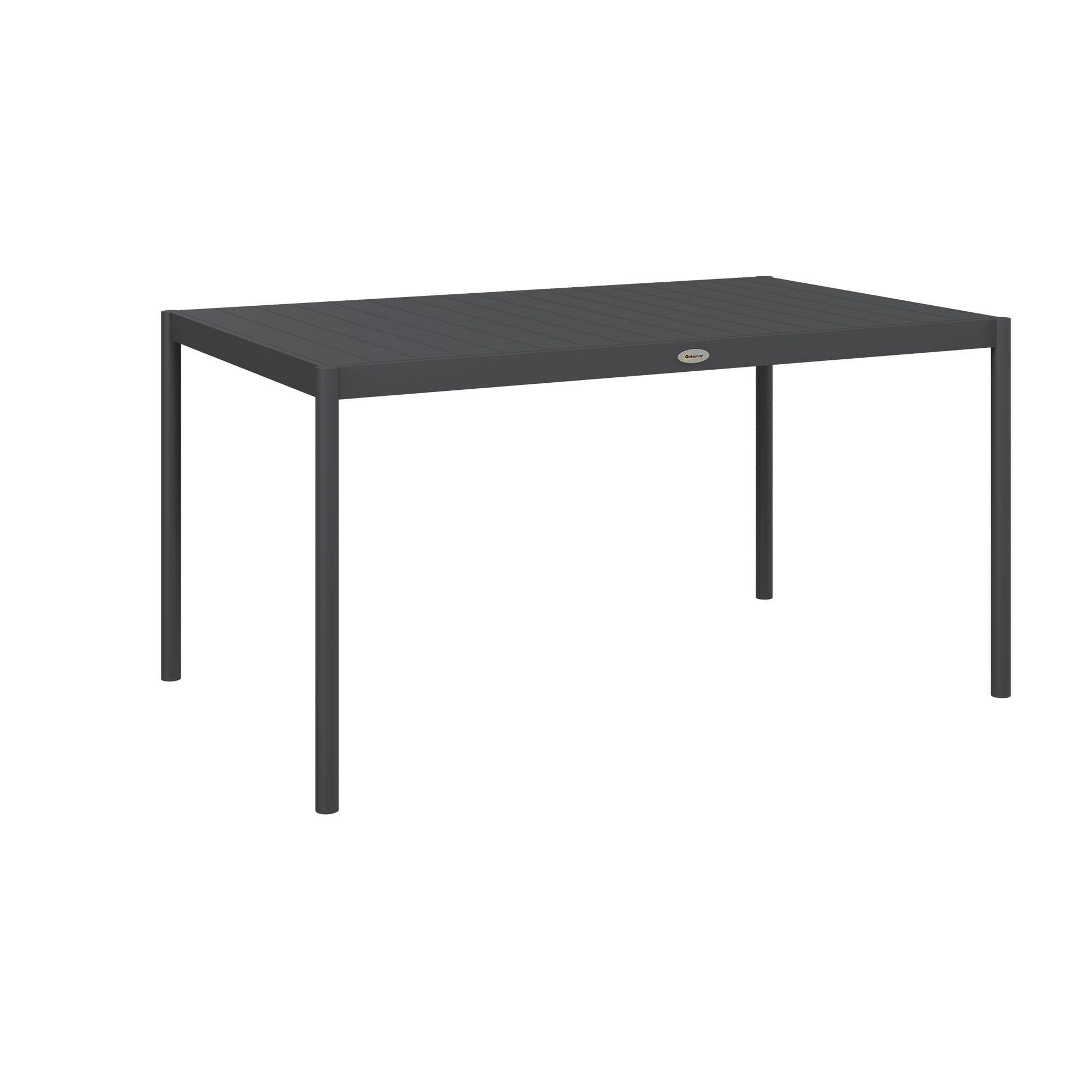 GARTENTISCH, Dunkelgrau, Aluminium - Dunkelgrau, Metall (145/90/74cm) - Outsunny