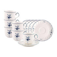 ESPRESSOTASSEN MIT UNTERTASSEN Vieux Luxembourg weiß-blau 70 ml 6er Set - Blau/Weiß, Keramik (0.07L) - Villeroy & Boch