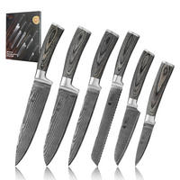 MESSERSET 6-TEILIG 8,5–20 cm - Grau, Holz/Metall - Wakoli