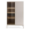 VITRINE Tosena Greige mit Schublade und LED - Kaschmir/Goldfarben, Holzwerkstoff/Metall (104/166/39cm) - Selsey