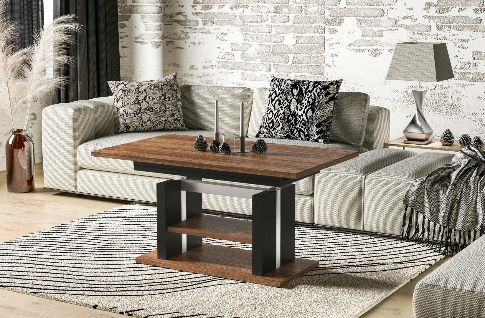 COUCHTISCH Dior höhenverstellbar ausziehbar bis 170 cm - Eiche San Remo, Holzwerkstoff (110/65/58cm) - Endo-Moebel