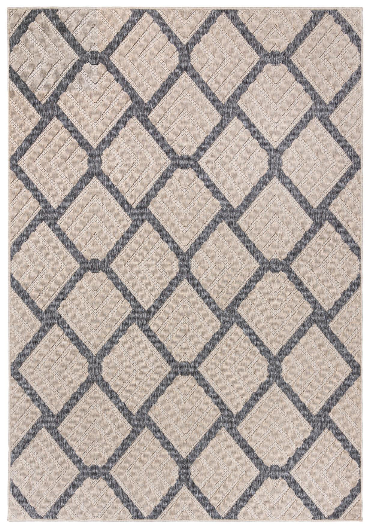 TEPPICH Beige In-Outdoor Geometrisch - Kurzflor Rechteckig - 200 x 300 cm - Anthrazit/Creme, Textil (200/300cm) - Mazovia