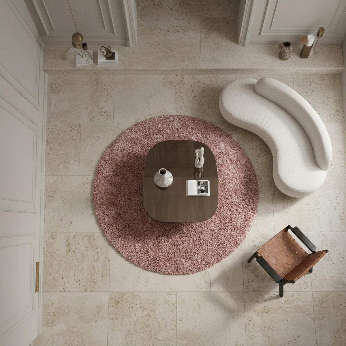 TEPPICH Hochflor Shaggy Uni-Look Polypropylen Wohnzimmer Rosa Rund 200x200 - Rosa, Textil (200/200cm) - KADIMA DESIGN