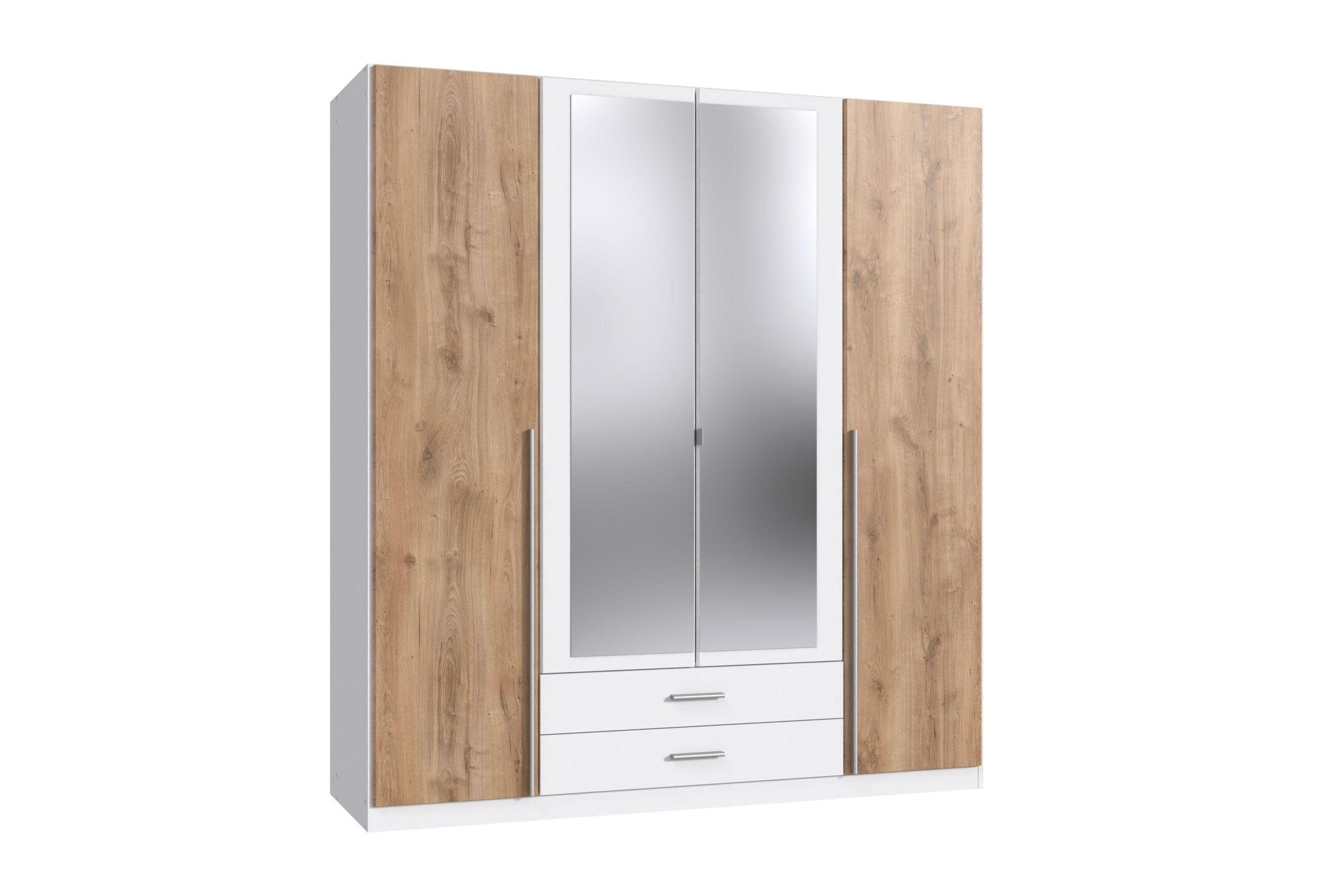 DREHTÜRENSCHRANK Skate Weiß mit Plankeneiche 179x197x58 cm BxHxT Kleiderschrank - Weiß, Holzwerkstoff (80/200/120cm)